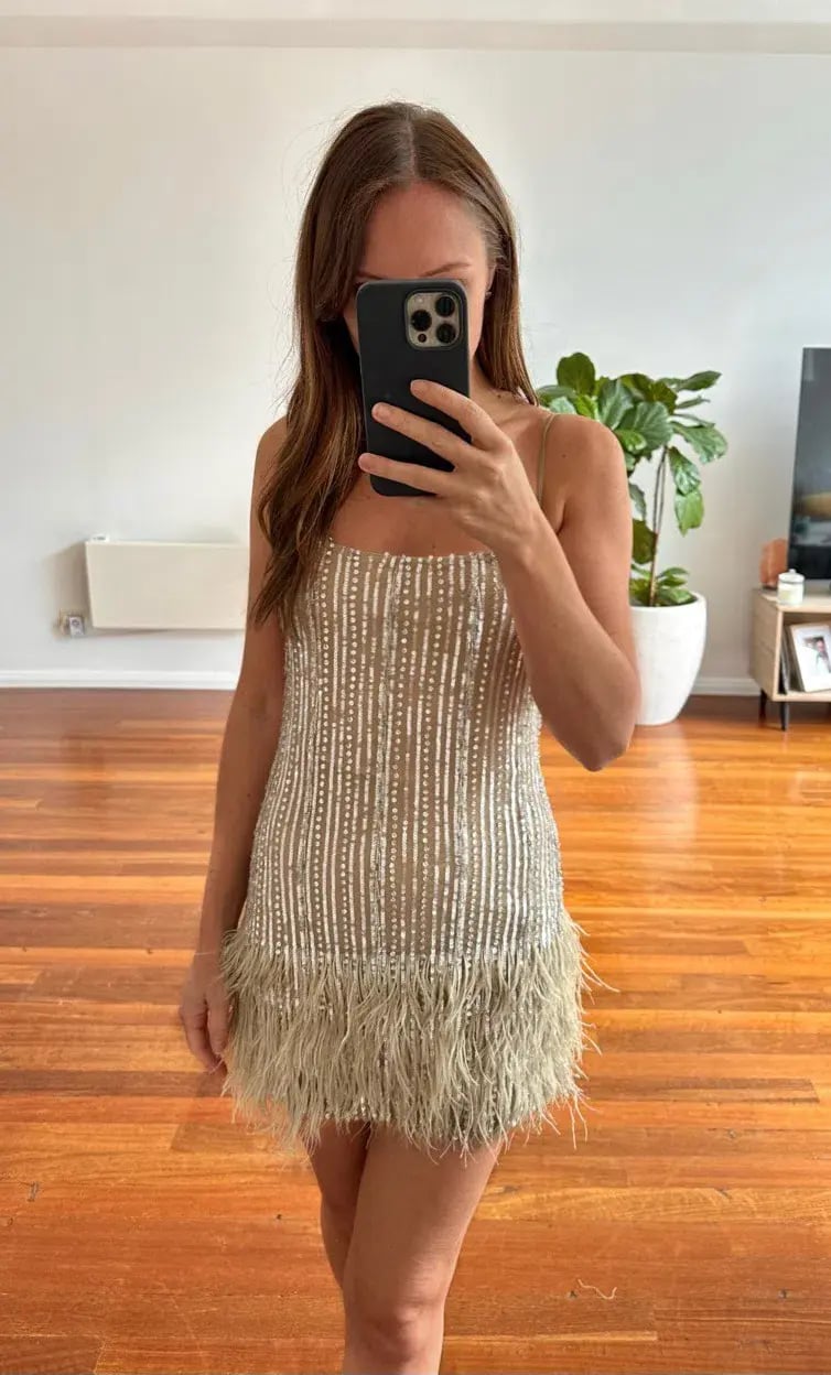 Rachel Gilbert Kenzi Mini Dress Nude Size 1 / AU 8 photo 2