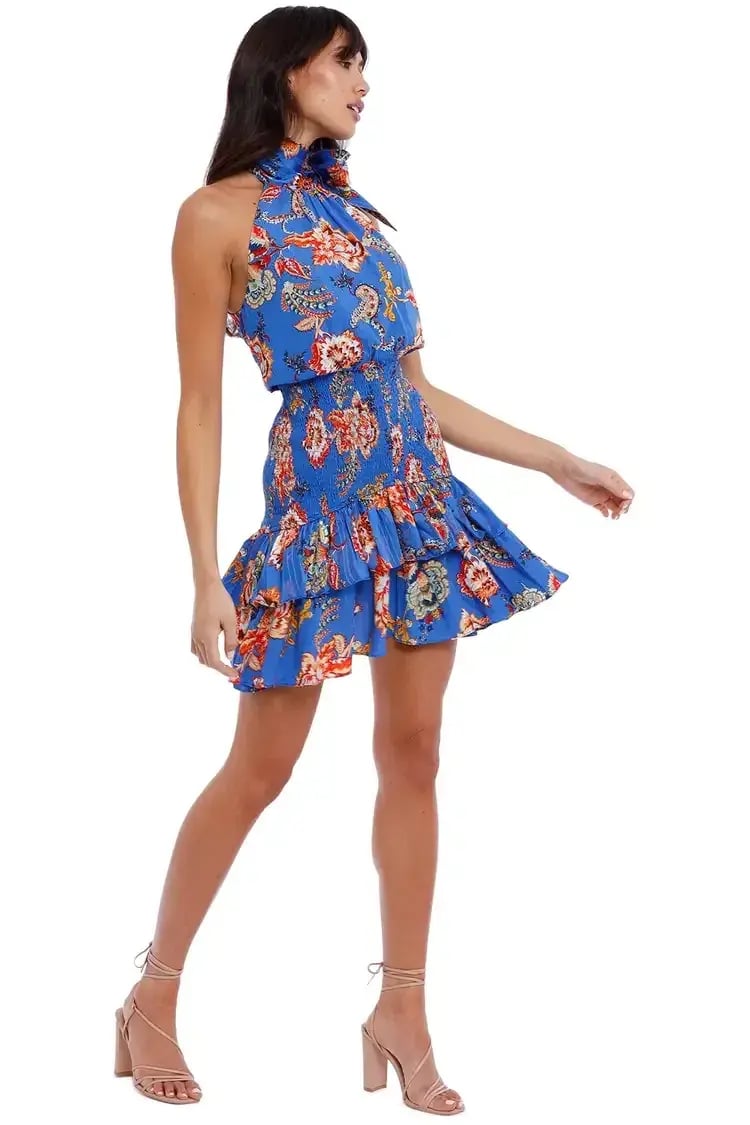 Elliatt Virago Dress Blue Multi Print Size 14 photo 3