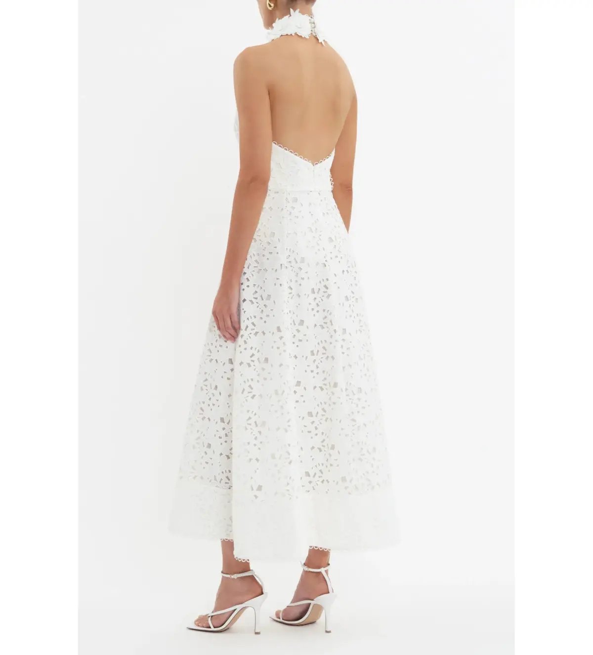 Rebecca Vallance Nuvola Halter Midi Dress in Ivory Size AU 8 photo 6