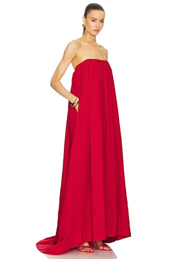 Helsa Studio Crinkle Pleated Gown Very Red Size 8 photo 2