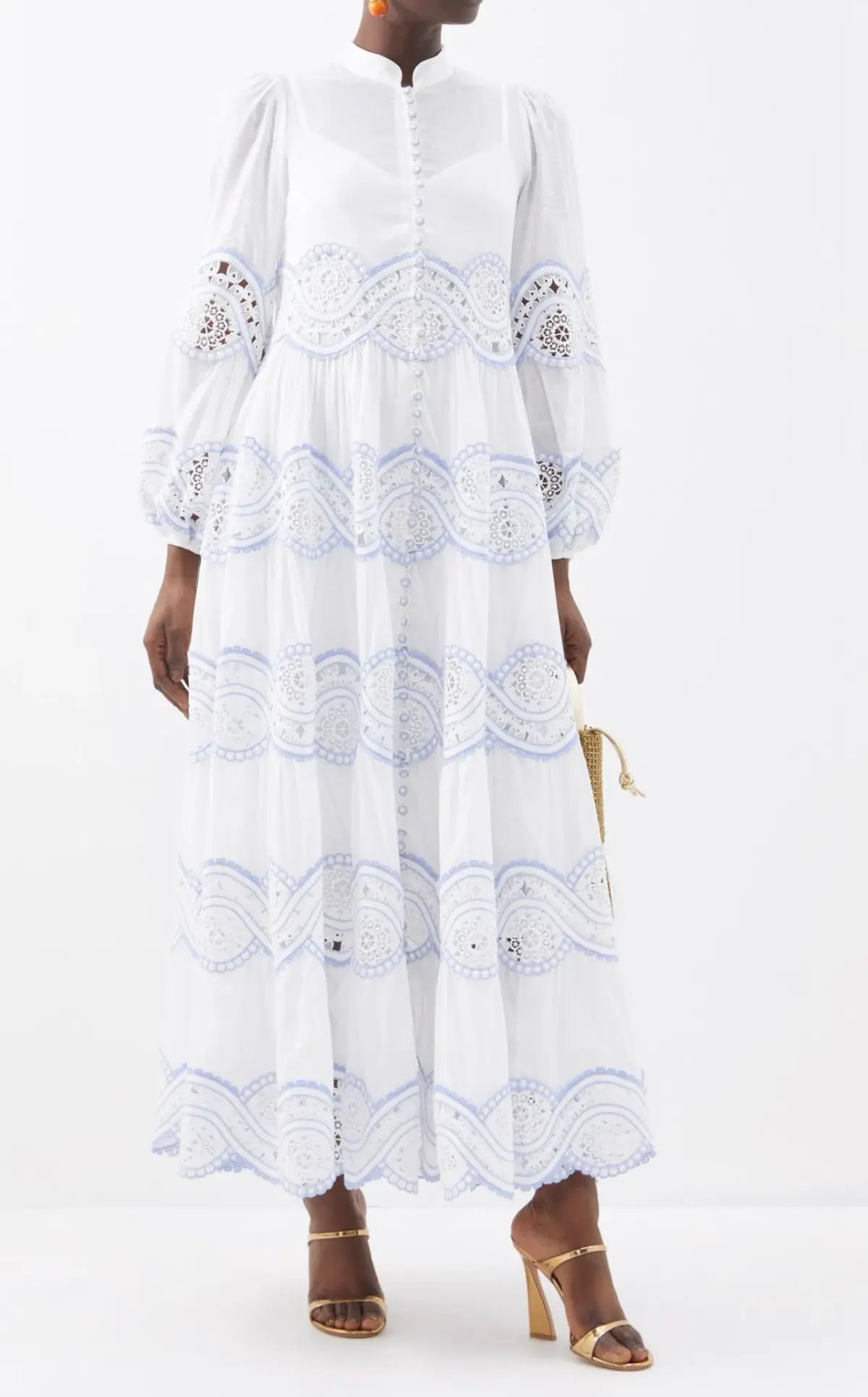 Zimmermann Cira Tiered Trimmed Dress White Size AU 16 photo 5