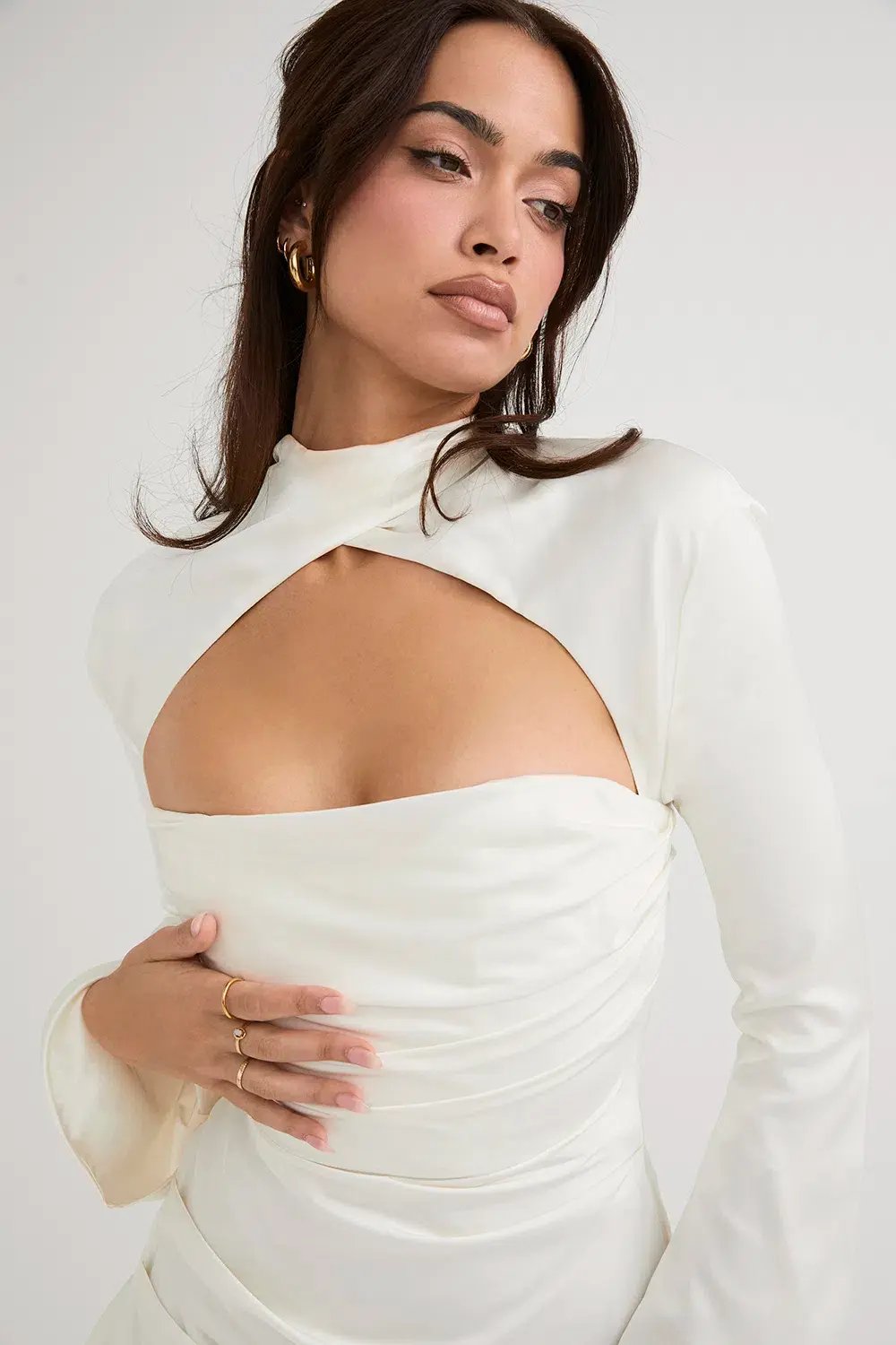 House of CB Toira Draped Corset Mini Dress White Size 8 photo 2