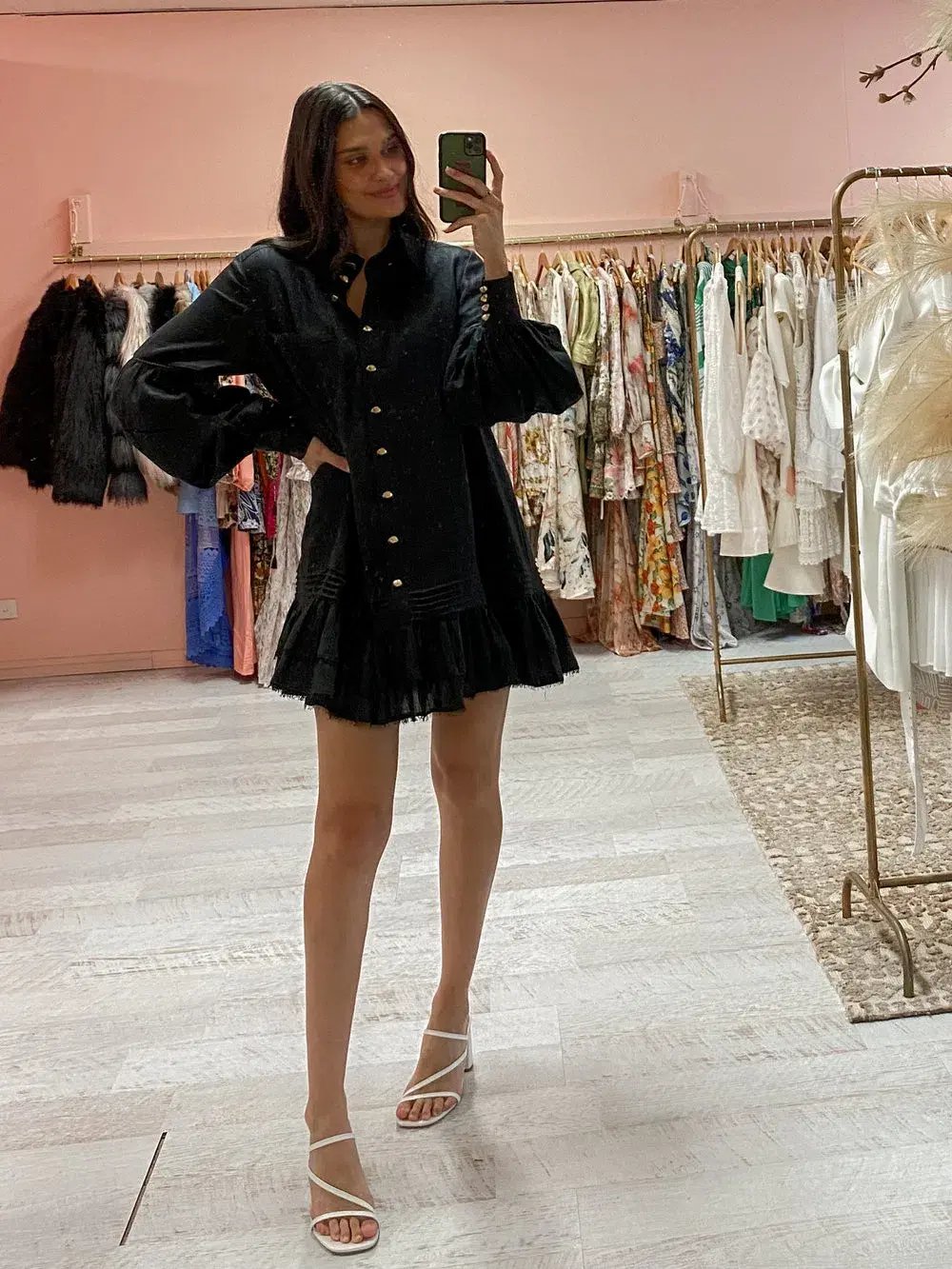 Aje Lotus Shirt Dress Mini Black Size AU 4 photo 2