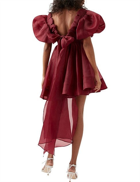Aje Gretta Organza Mini Dress - Wine photo 3