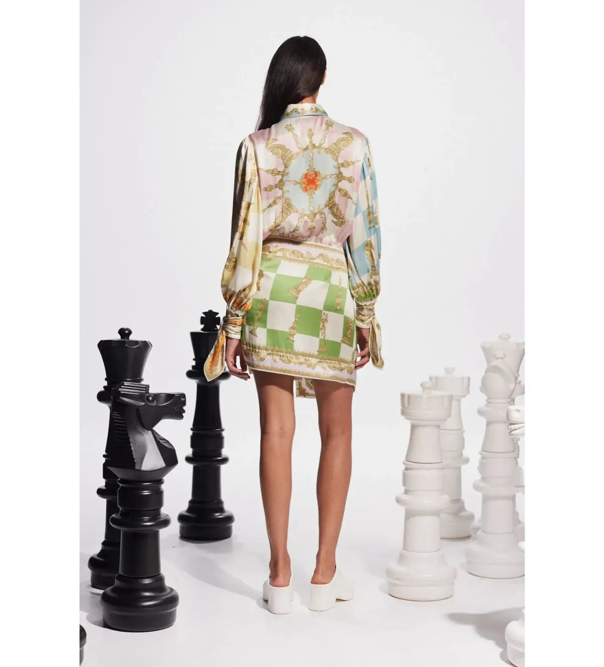 Alemais Checkmate Silk Mini Dress Multi Print Size AU 16 photo 6