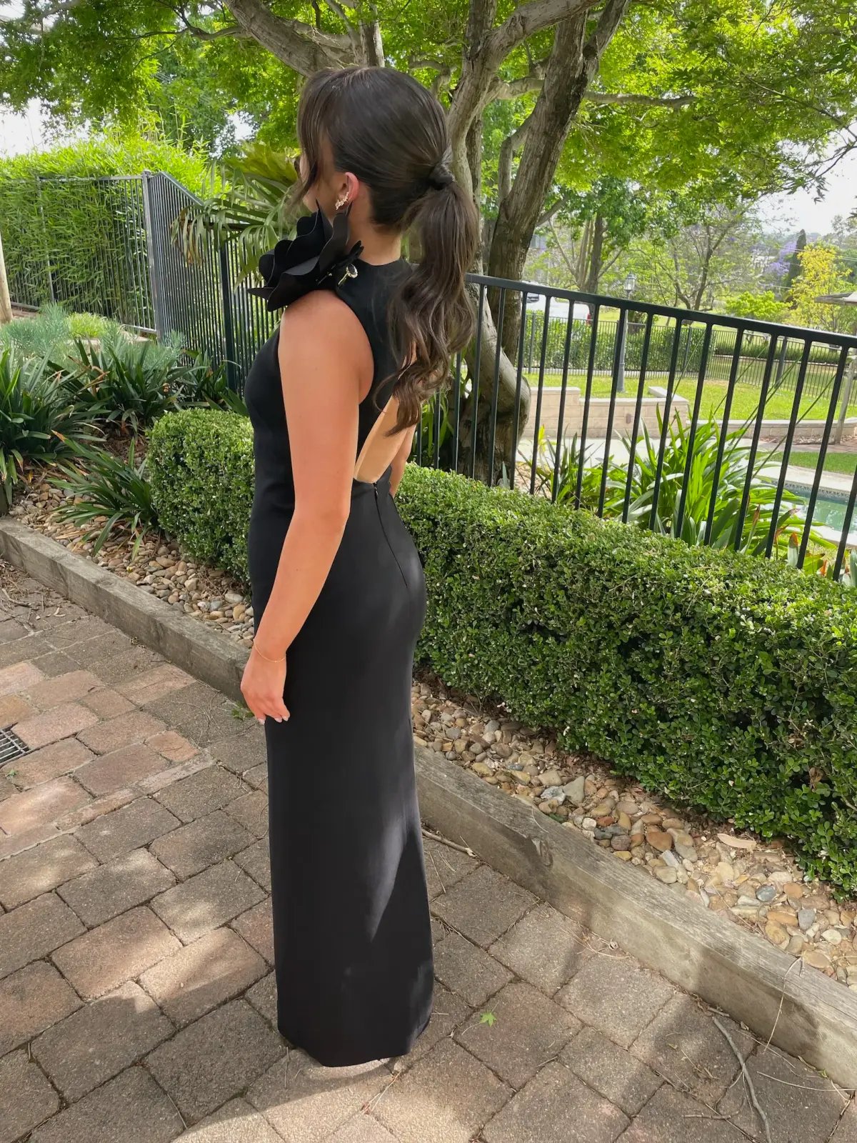 Carla Zampatti Crepe C Back Gown Black Size 6 photo 7
