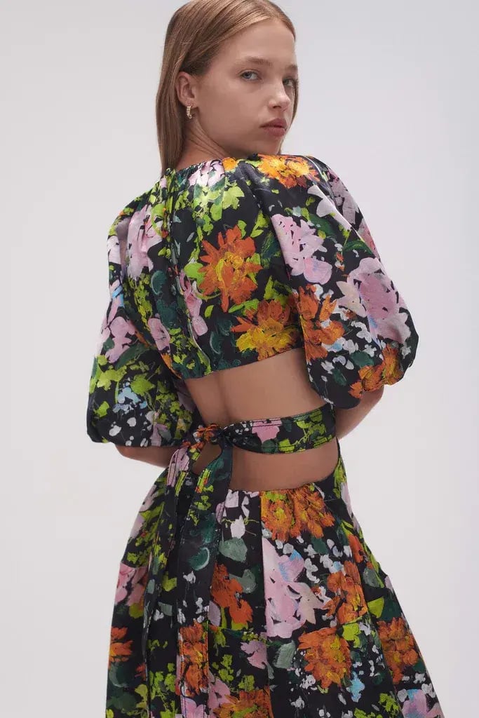 Aje Mimosa Cutout Midi Dress Puff Sleeves Midnight Floral Size AU 10 photo 3