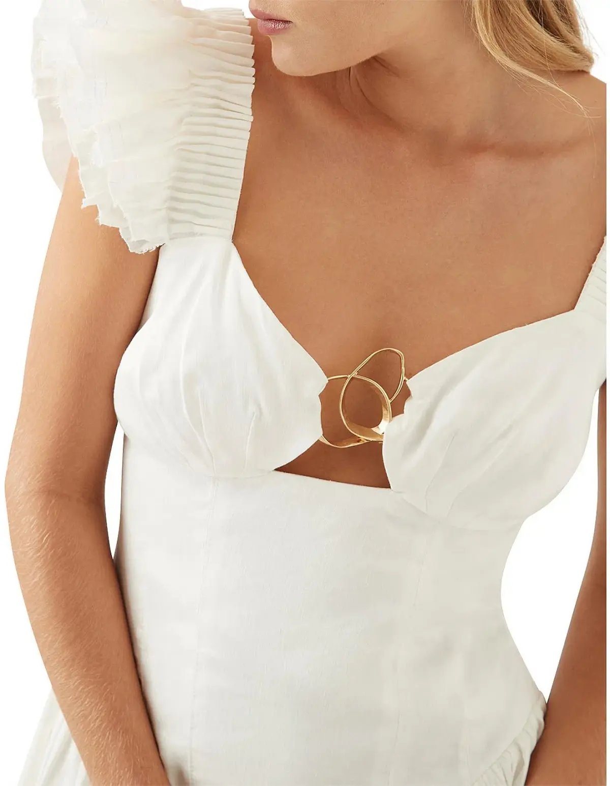 Aje Simone Frill Sleeve Mini Dress Ivory Size 10 photo 4