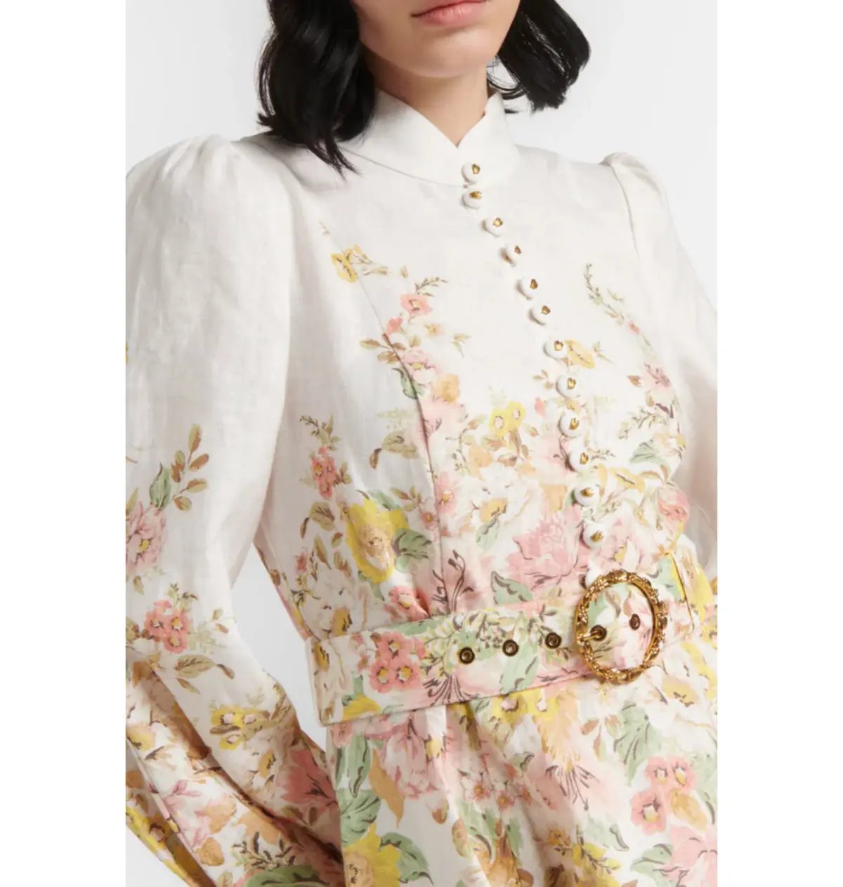 Zimmermann Matchmaker Buttoned Mini Dress Ivory Coral Floral Size 1 / AU 10 photo 2