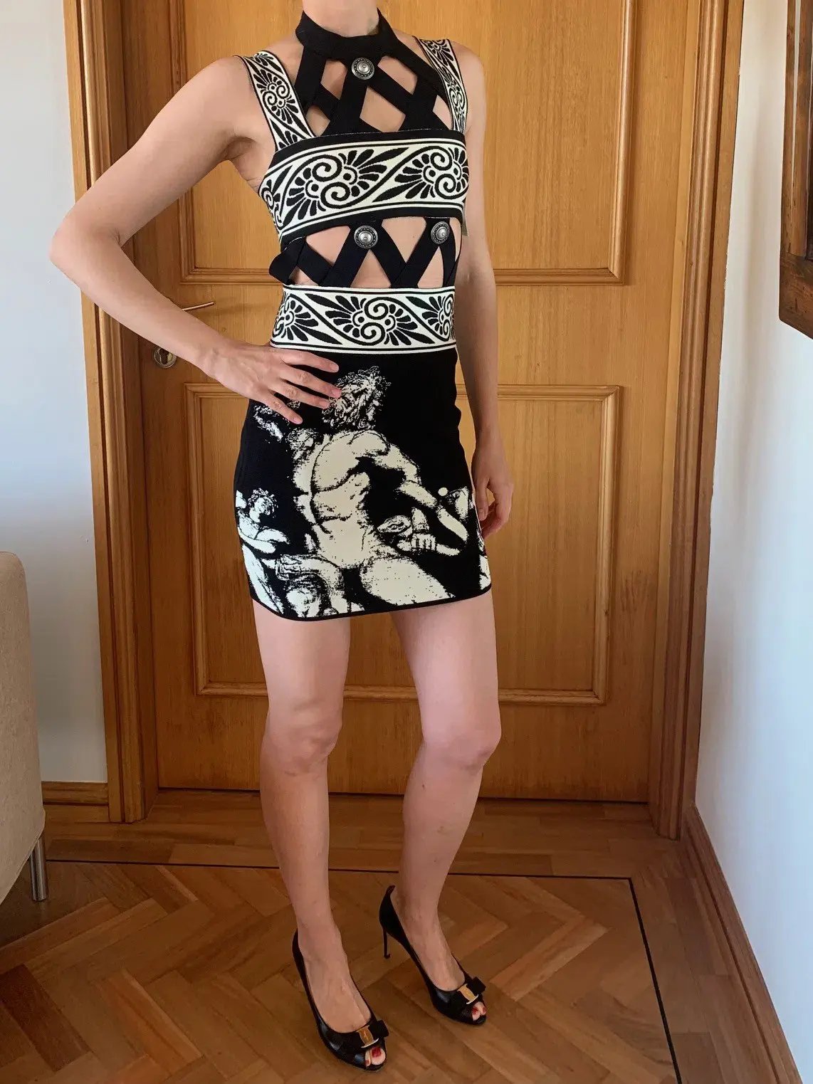Fausto Puglisi Diamond Cutout Knit Mini Dress Print Size 36 / AU 6 photo 3