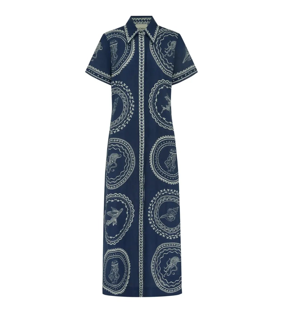 Alemais Oceane Linen Shirtdress in Navy Size L / AU 12 photo 4