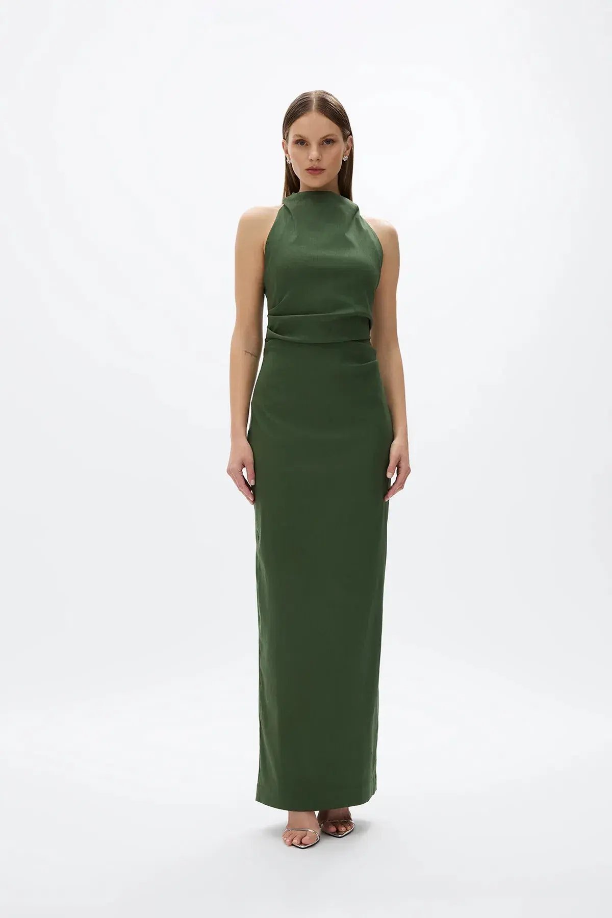 Rachel Gilbert Lottie Gown; Forest Green; size 12 photo 2