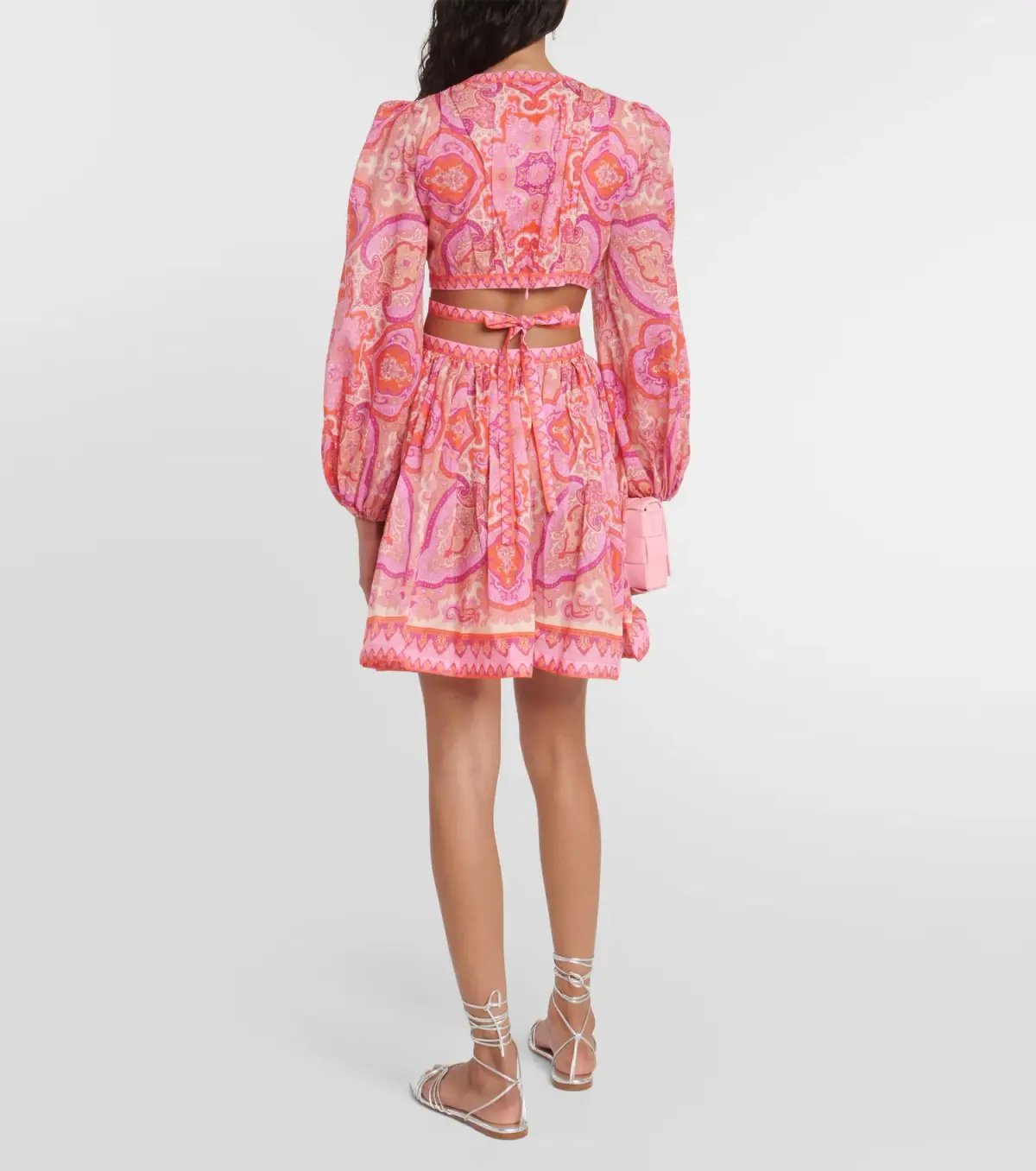 Zimmermann Halcyon Self Tie Mini Dress Pink Purple Paisley Size 2 / AU 12 photo 3
