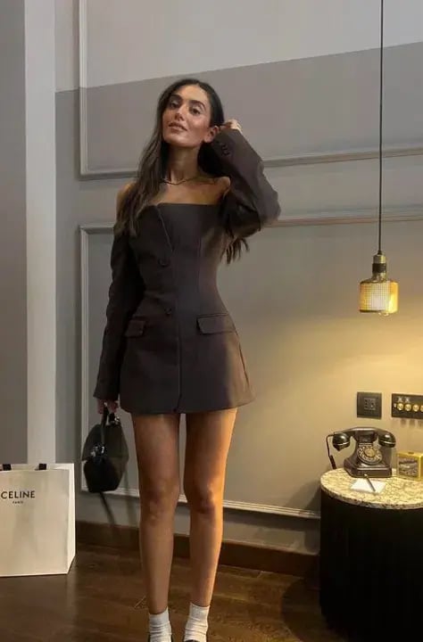Sir the Label Sandrine Tailored Mini Dress in Chocolate Brown Size 1 / AU 8 photo 12