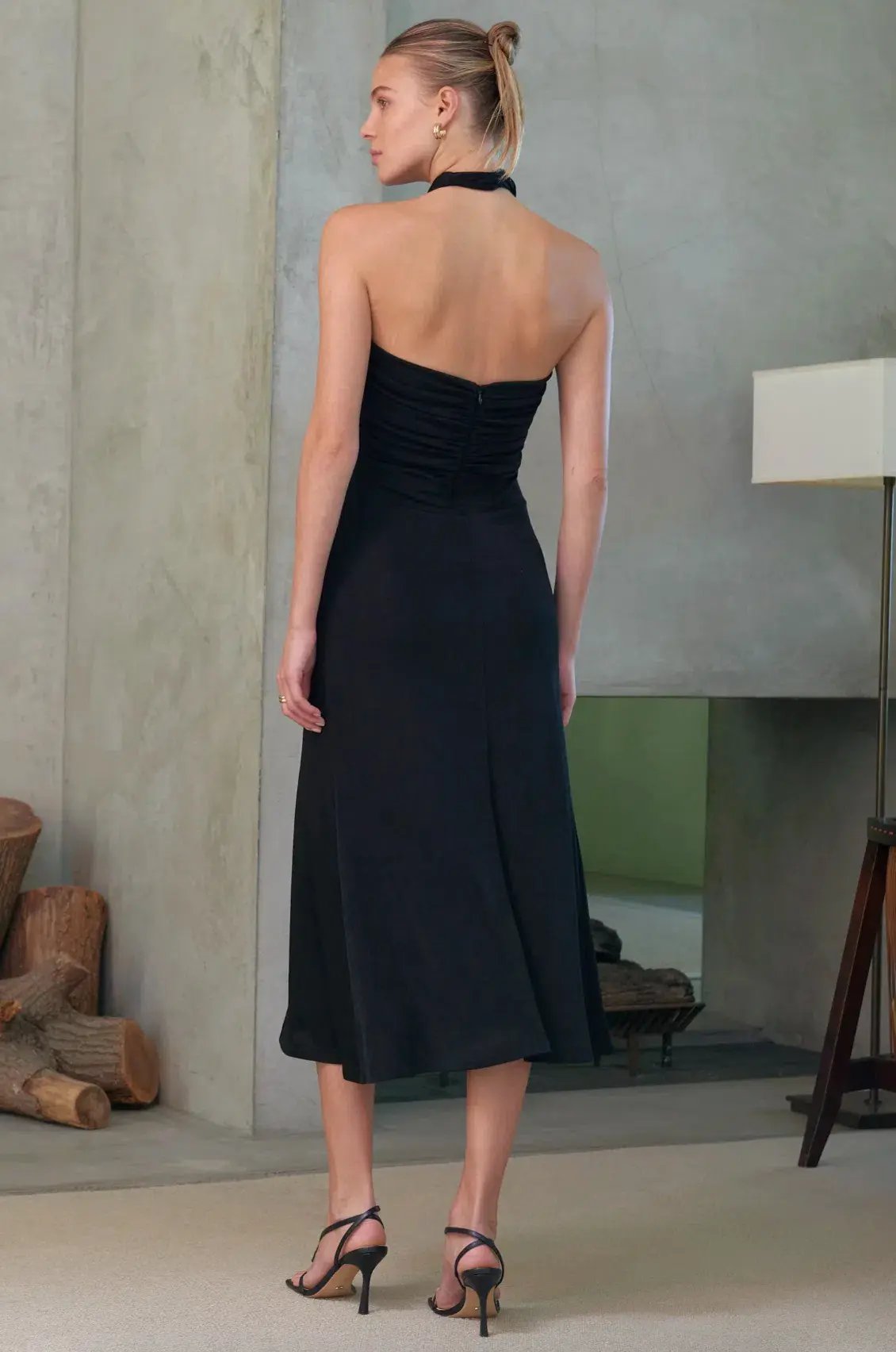 Misha Esperanza Slinky Jersey Midi Dress Black Size 6/XS photo 3