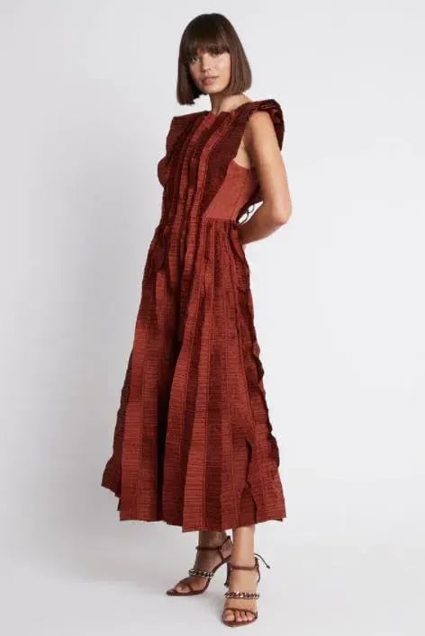 Aje Hybrid Midi Dress Burgundy Size 8 photo 3