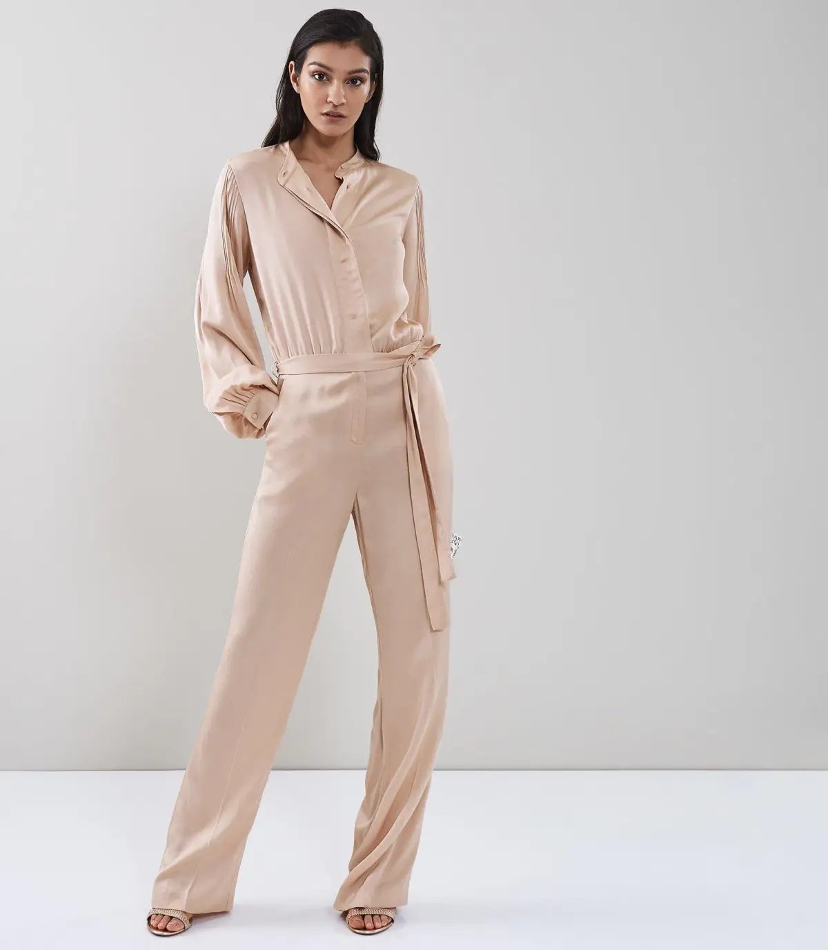 Reiss Regina Pleat Jumpsuit - Blush - Size 10 photo 2