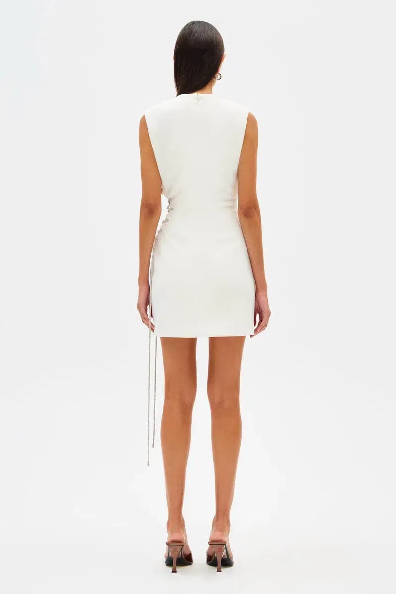 MISHA Kendy Bonded Crepe Cutout Mini Dress Ivory Size 6/XS photo 4