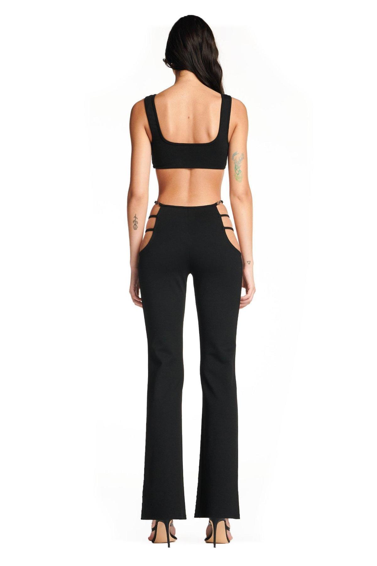 I. AM. GIA Lucid Crop Top & Pants Set Black Size S photo 3