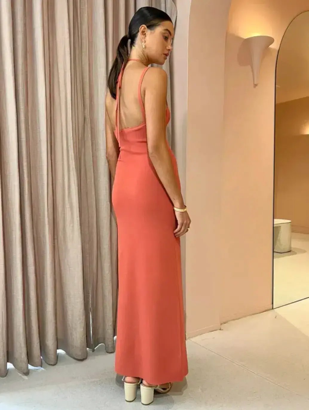 Sir The Label Nadja Midi Dress Coral Size 3 / 12 AU photo 2