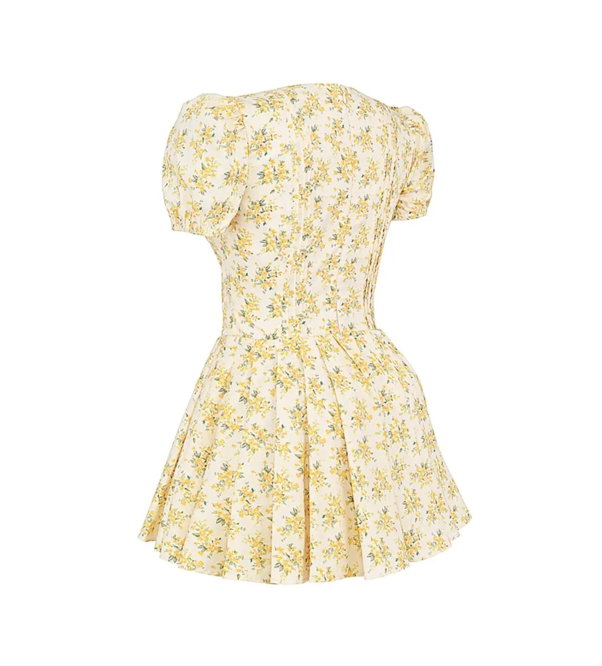 House Of CB Imani Buttercup Pleated Cotton Mini Dress Vintage Floral Print Size 8 photo 6