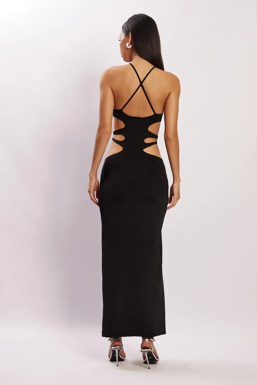 Meshki Eden Halter Strappy Cutout Maxi Dress Black Size S photo 2