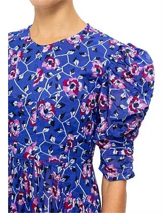 Isabel Marant Etoile Electric Dress Floral Print Blue Size 10 photo 4