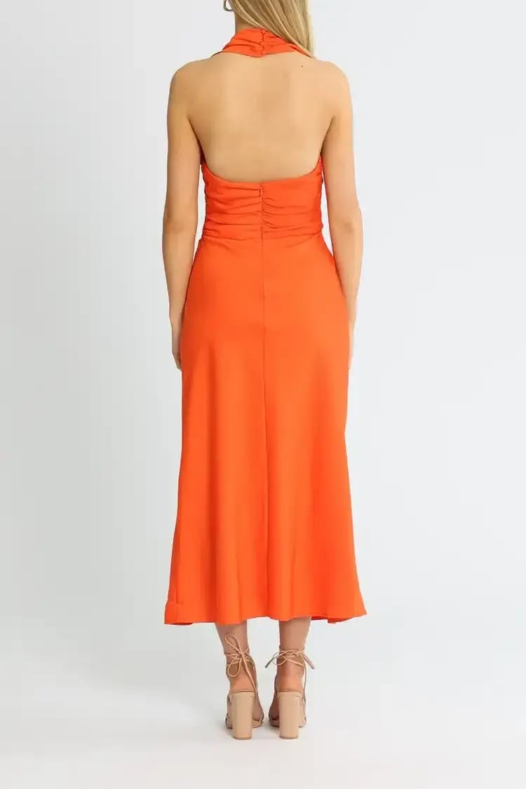 Misha Linnea Midi Dress Orange Size 10/M photo 3