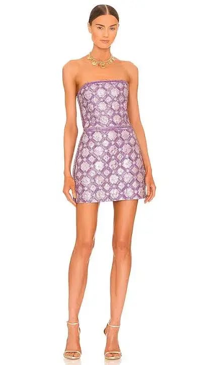 Retrofete ‘Heather’ Lilac Beaded Mini Dress photo 4
