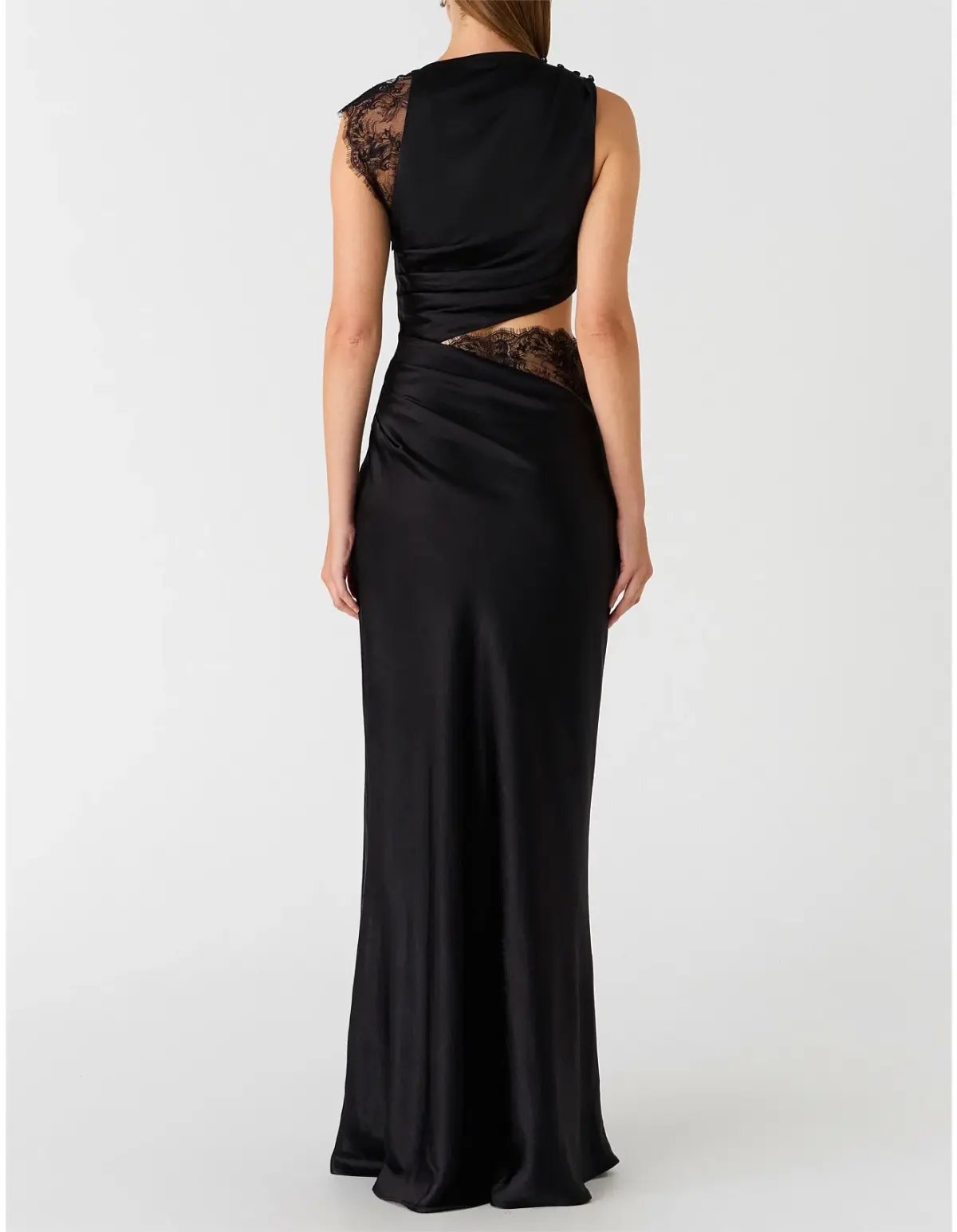MISHA Kimora Satin Dress Black Size 12 photo 3