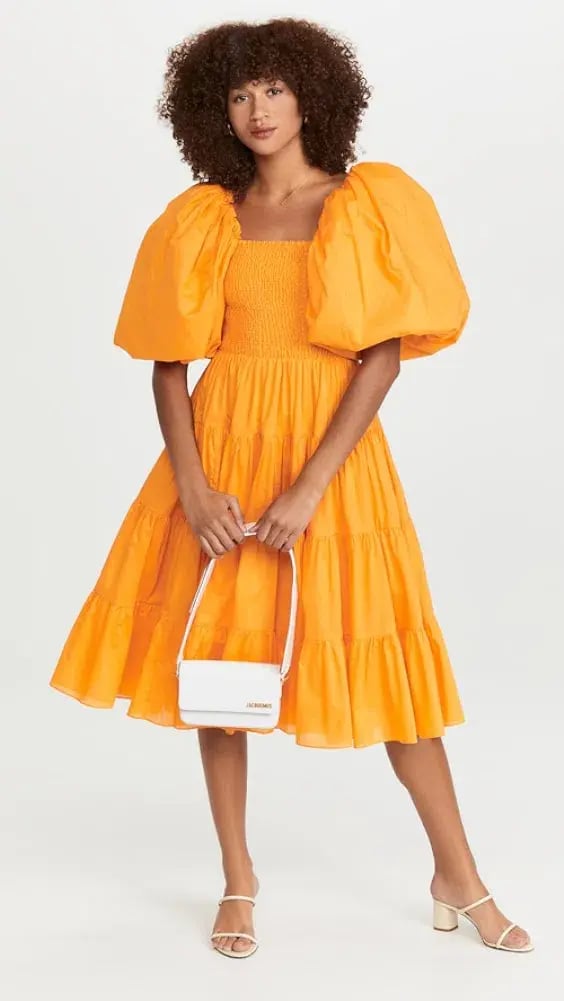 AJE Cherished Orange Midi Dress Orange Size 6 photo 3