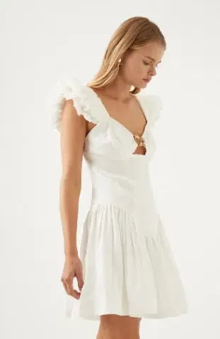 Aje Simone Frill Sleeve Mini Dress Ivory Size 6 / XS photo 2