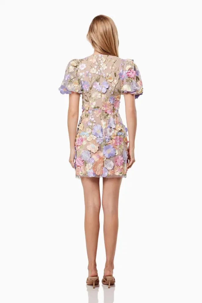 Elliatt Anthea 3D Mini Dress in Multi Floral Size Large / AU 12 photo 3