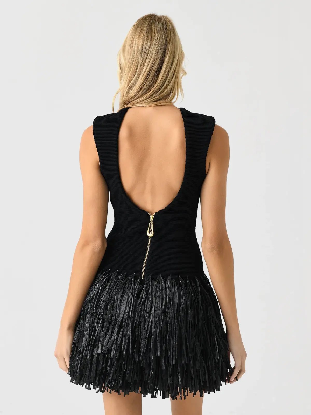 Aje Rushes Raffia Knit Mini Dress Black Size M / AU 10 photo 4
