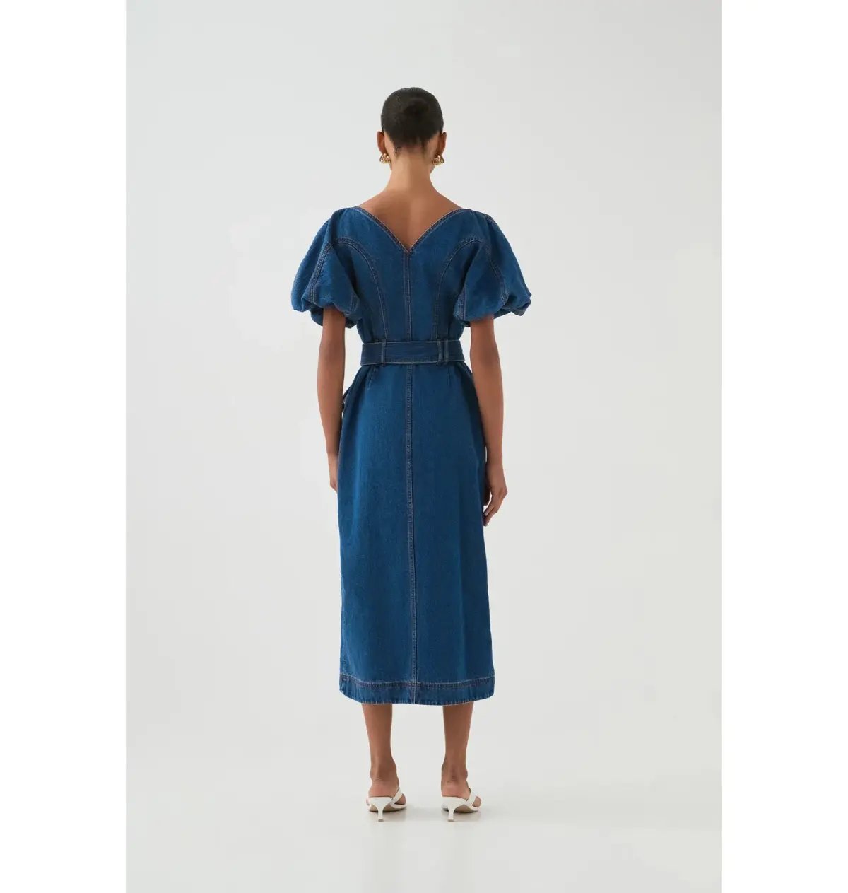Aje Harper Midi Dress Denim Size 10/M photo 3