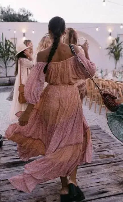 Spell & The Gypsy Rae Off Shoulder Gown Pink Peach Floral Size S / AU 8 photo 4