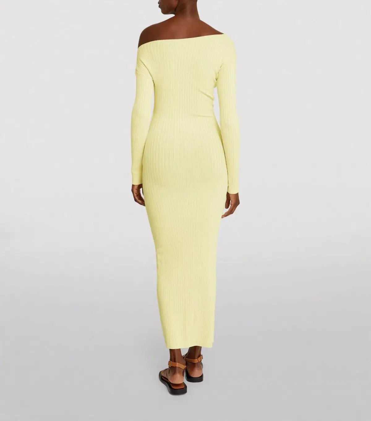 Sir the Label Kelvin Off Shoulder Draped Dress in Lemon Yellow Size 3 / AU 12 photo 3