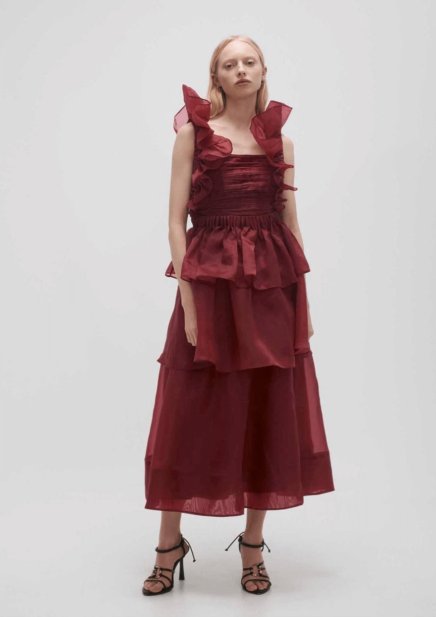 Aje Asra Pleated Frill Midi Dress photo 2
