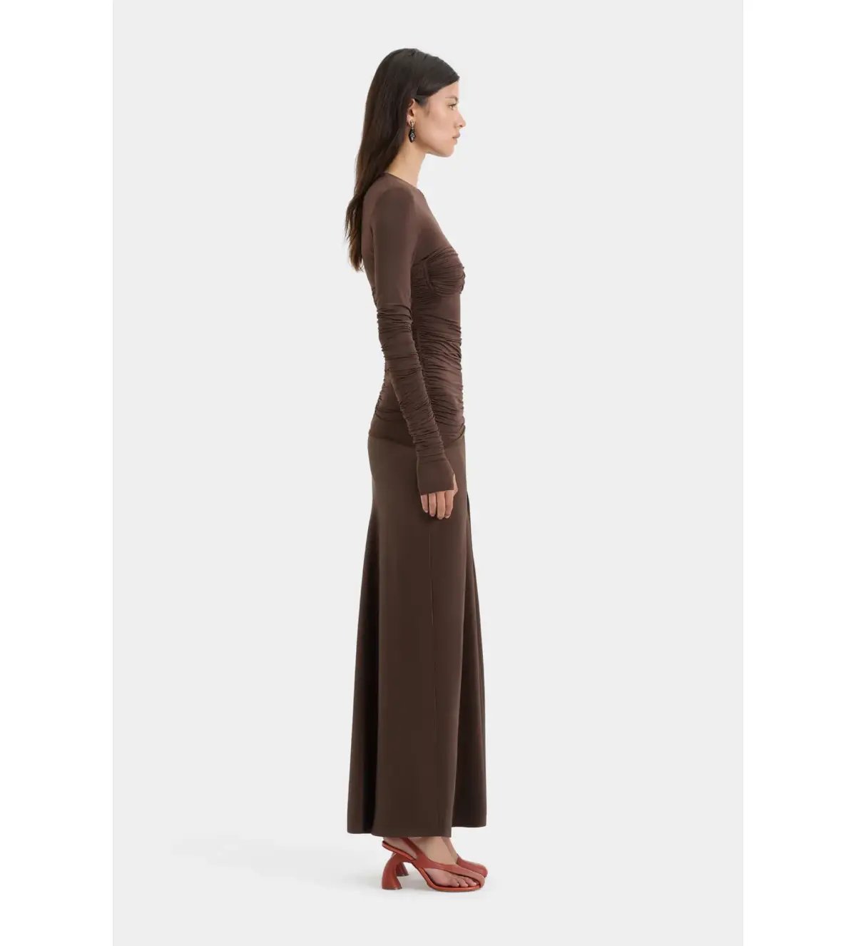 Sir the Label Alessia Draped Gown in Chocolate Size 10 photo 2