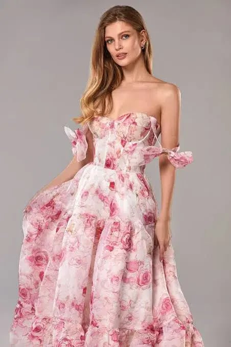 Milla Pink Peony Tenter Floral Maxi Tie-up Dress Floral Size 4 photo 2