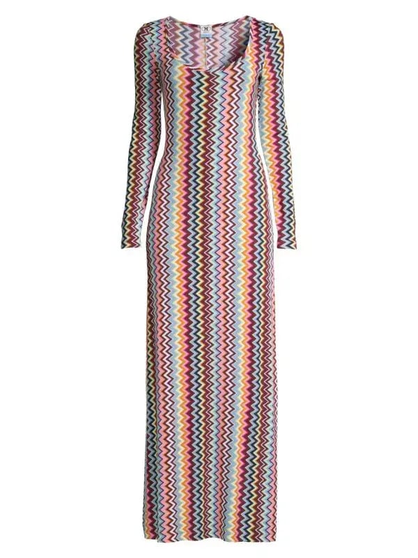 Missoni Zig Zag Long Sleeve Maxi Dress Multi Size M / Au 10 photo 3