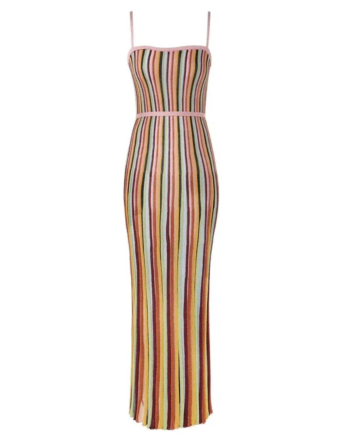 Zimmermann The Alight Stripe Midi Dress in Lurex Multi Size 0/ Au 8 photo 5