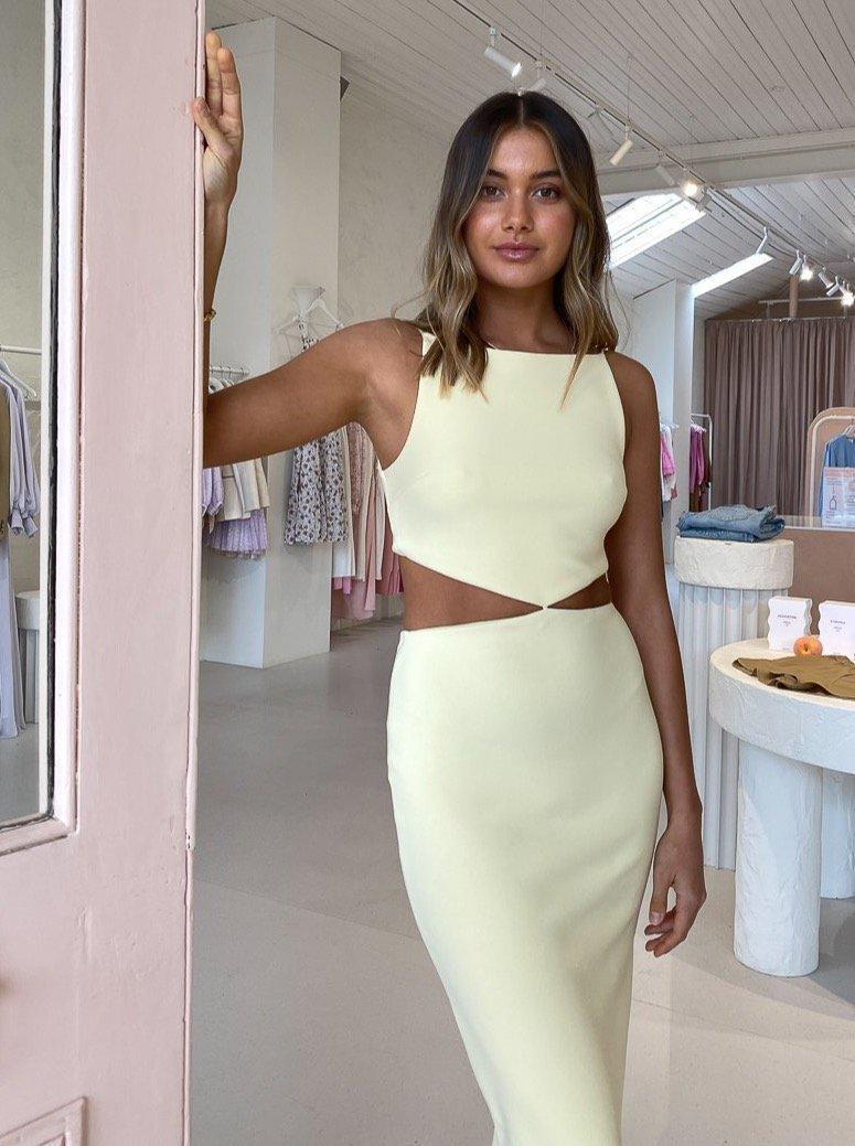 BEC & BRIDGE SCOUT CUT OUT MIDI DRESS - LEMONADE - SIZE 8 photo 6