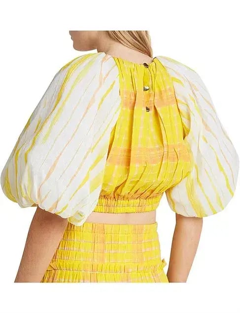 Aje Wilderness Crop Top & Skirt Set Yellow Check Size 10/12 photo 5