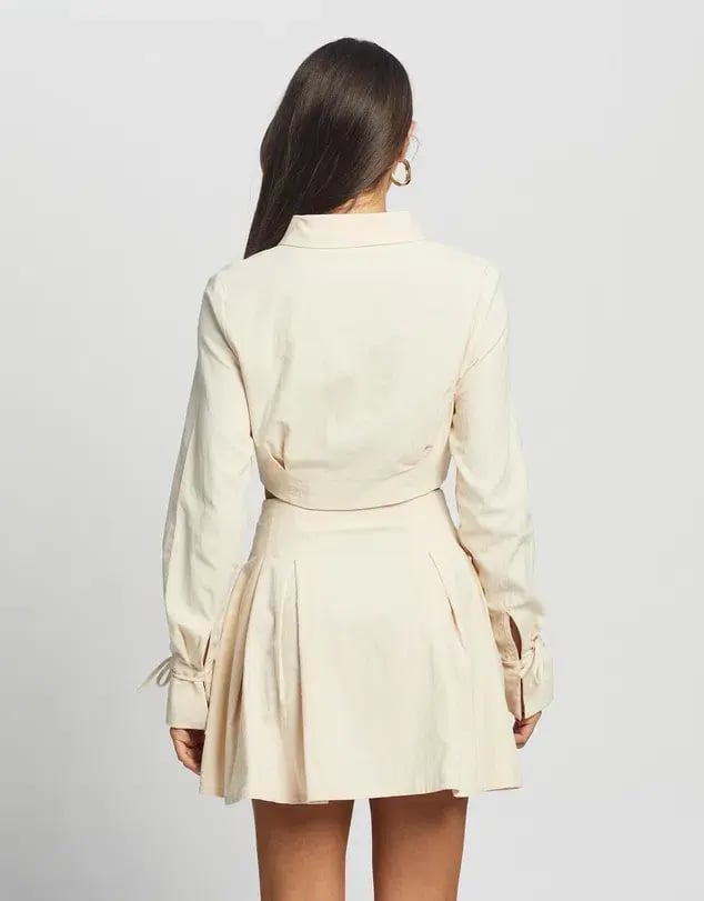 Sovere Revere Crop Shirt and Skirt Set Parchment Size 10 photo 3