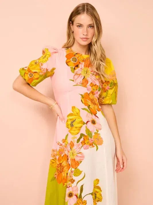 Alemais Silas Midi Dress In Multi Floral Size 16 photo 2
