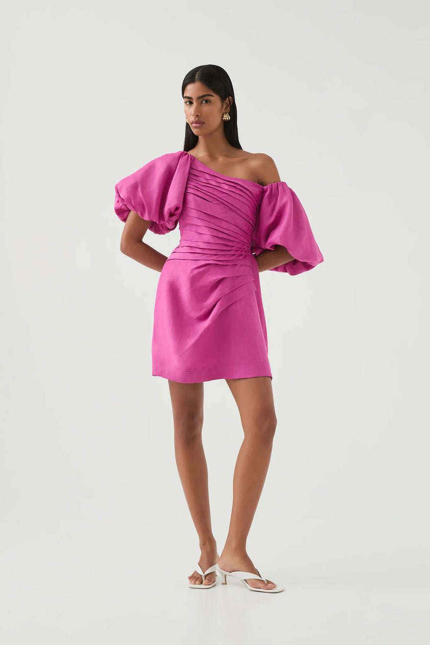 Aje Cadence Ruched Mini Dress - Deep Magenta photo 3