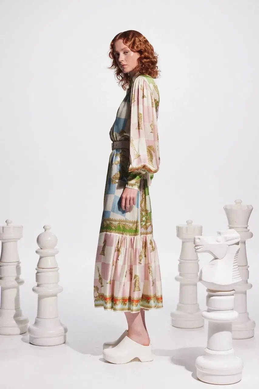 Alemais Checkmate Silk Shirtdress Multi Size AU 8 photo 21
