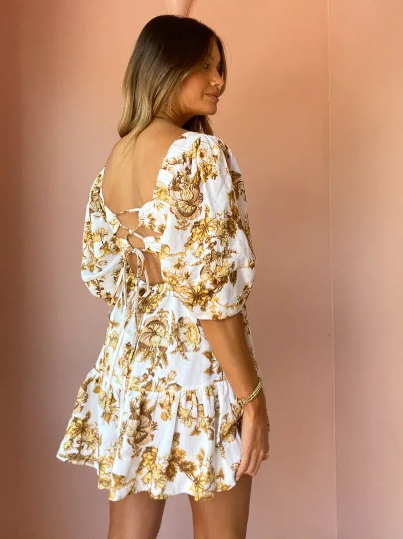 Shona Joy Bella Open Back Mini Dress Print Size 8 photo 3