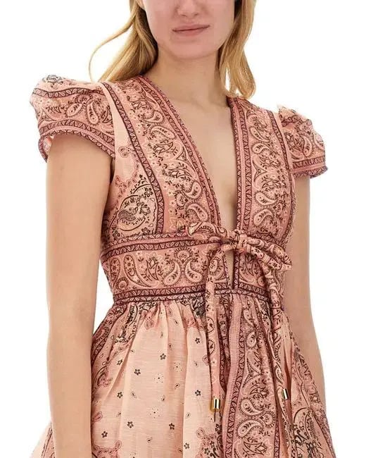 Zimmermann Matchmaker Structured Mini Dress Pink Bandana Size 3 / AU 14 photo 5